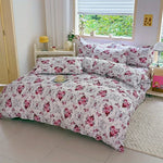 housse couette ensemble 60 pièces microfibre polyester motifs floraux blanc vert jaune rouge moderne
