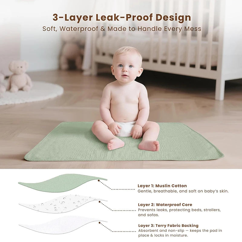 tapis change bébé fleurs animaux coton muslin couche impermécable doux moderne trisousse terry