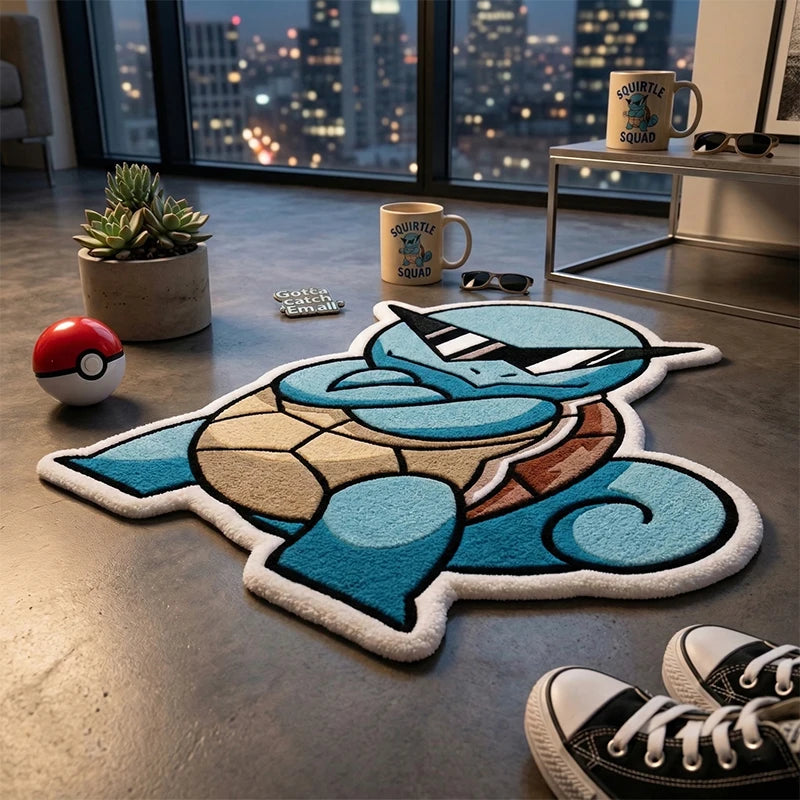 tapis anime tortue bleu beige moderne tapis polyester géométrique cartoon chambre enfants adultes