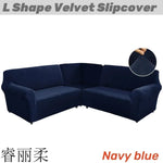 housse canapé d'angle velours noir moderne élastique lavable accueil places