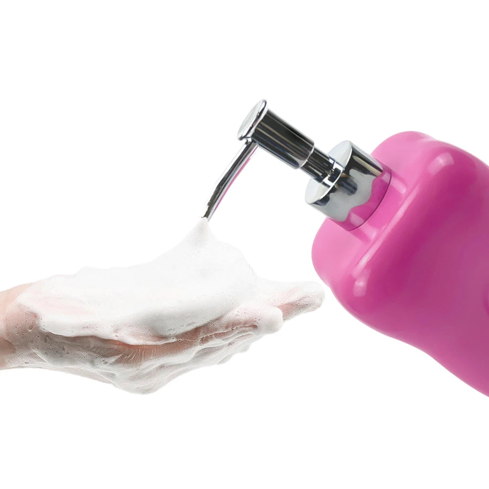 distributeur savon liquide forme dent bleu rose orange violet moderne