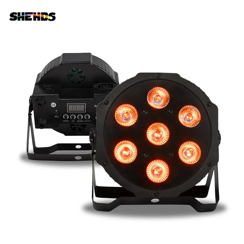 projecteur led rgbwa uv scène disco dj 7x18w noir moderne compact dmx