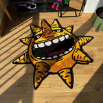 tapis dessin animé souriant jaune noir contemporain antidérapant intérieur extérieur prière camping voyage