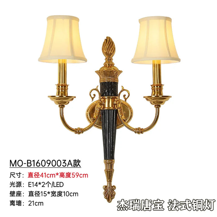 lampe murale or métal brillant classique chambre entrée étude LED 41cm 59cm