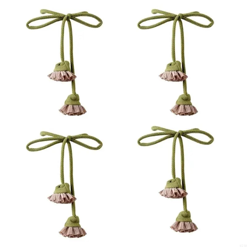 rubans rideaux modernes vert olive rose pâle gris clair franges tissu opaque