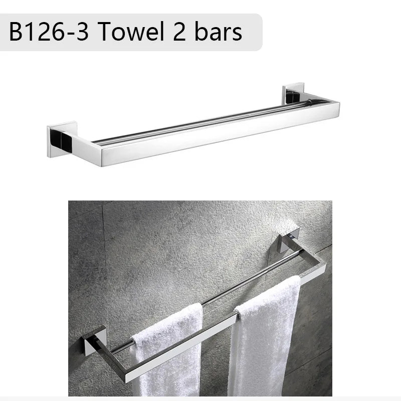 accessoires salle bain chrome modernes porte serviettes mural vis fixés ensemble quincailleries