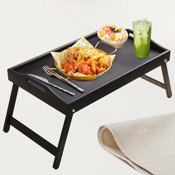 plateau pliable moderne noir blanc repas lit canapé rangement élégant durable travailler détendre