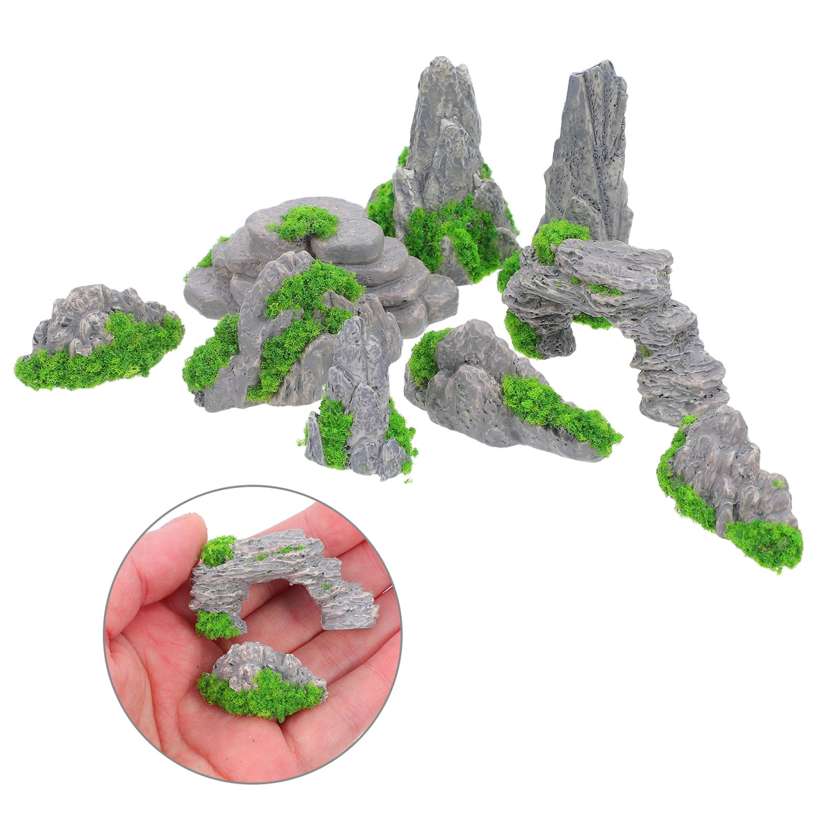 rochers résine mousse verte décoration miniature jardin terrarium aquarium bonsai paysager DIY