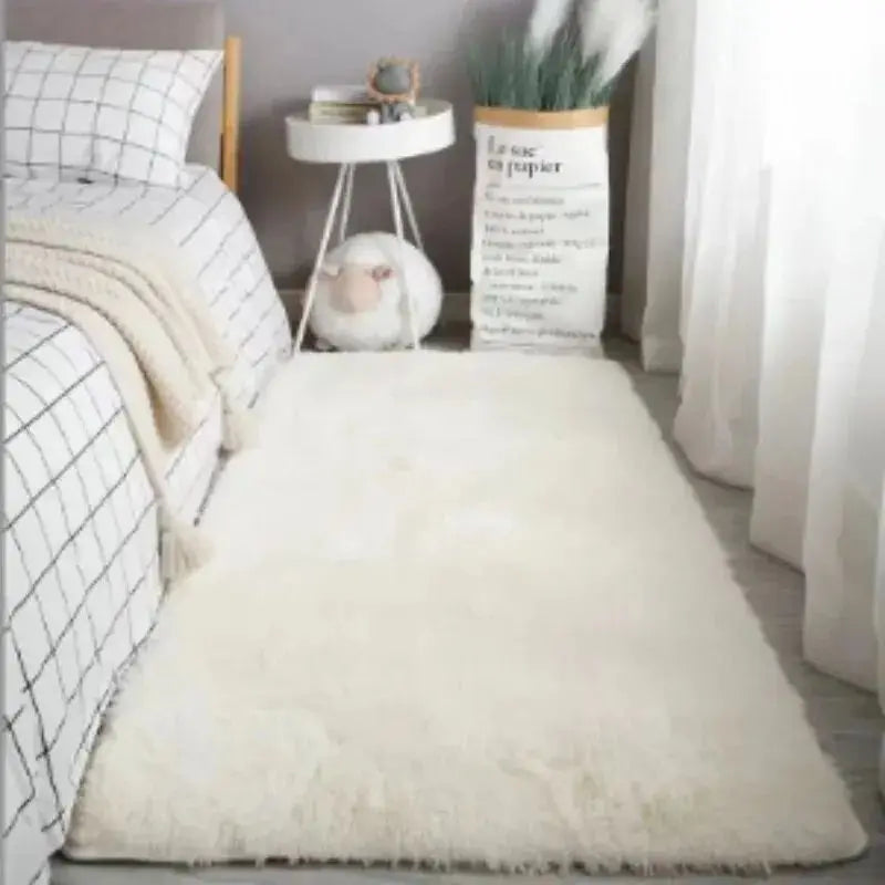 tapis moderne doux uni polyester lavable main machine antidérapant shaggy chambre sofa living room