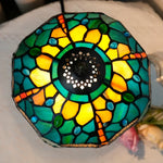 lampe table tiffany multicolore mosaïque verre floral géométrique art nouveau