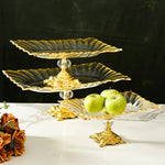 support fruits or noir rayures dorées classique baroque fourchette couteau hauteur 13cm