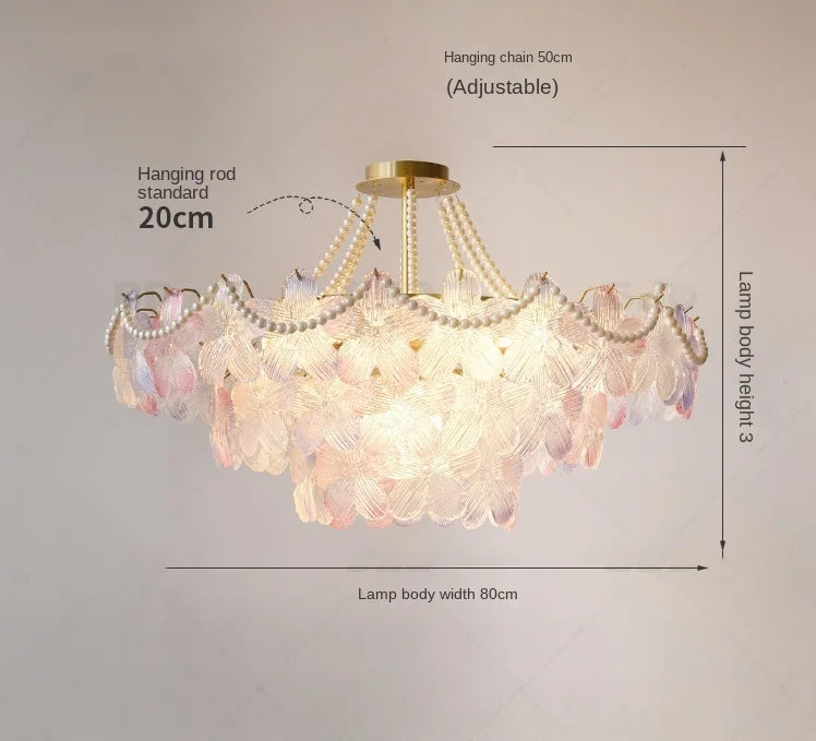 lampe suspendue classique rose fleurs chaîne ajustable blanc doré vintage chambre salon