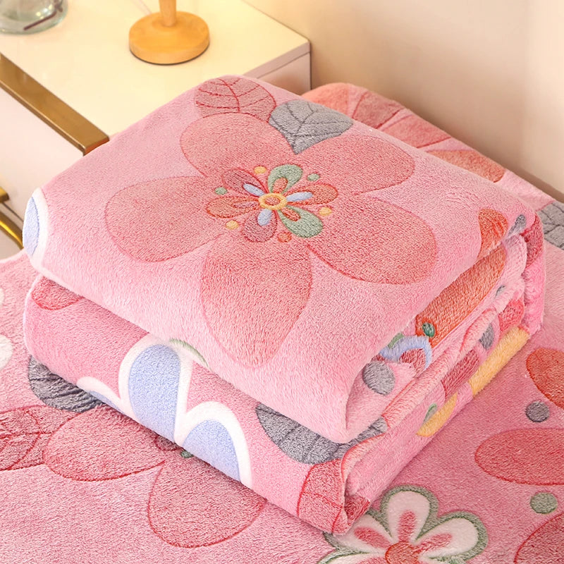 couverture polaire fleur rose printemps automne portable qualité hospitalière hôtelière voyage maison