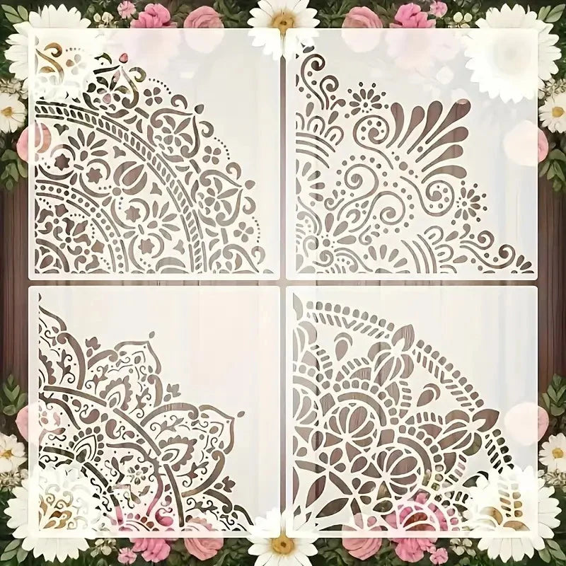 pochoirs peinture mur blanc floral ajouré art nouveau haute qualité reutilisable