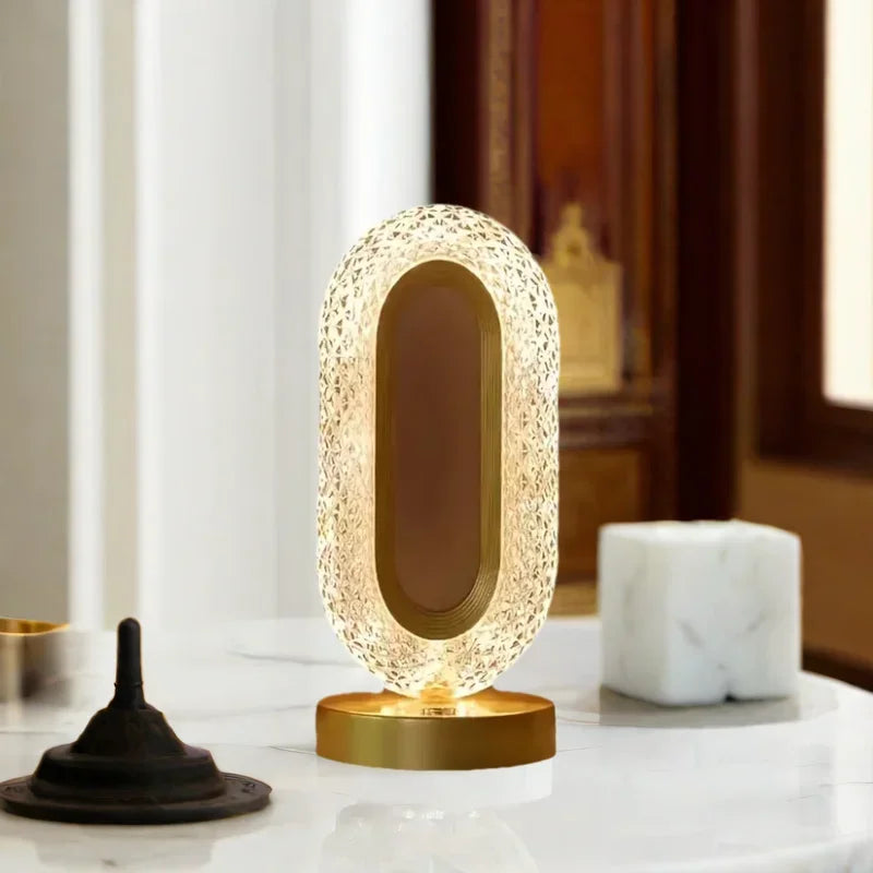 lampe table moderne or blanc réticulée transparente interrupteur tactile rechargeable usb chambre salon