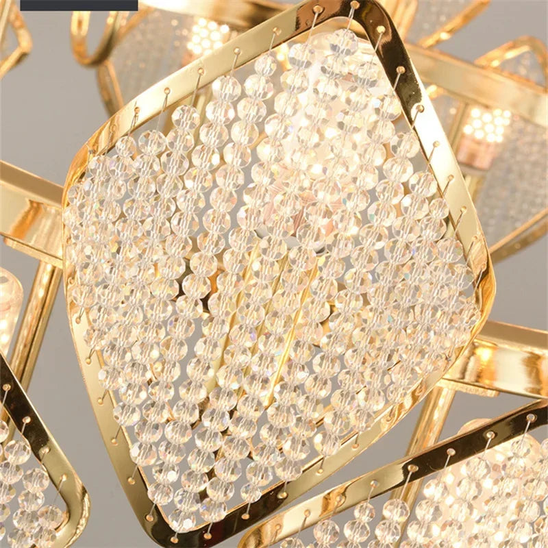lustre moderne doré diamantées transparent salon led élégant chambre suspension