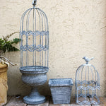Cage oiseaux vintage métal gris filetage rustique plante oiseau décorative patio rural