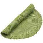 serviettes table rondes modernes vert clair tissées fils transparents respectueux environnement decoration table assises