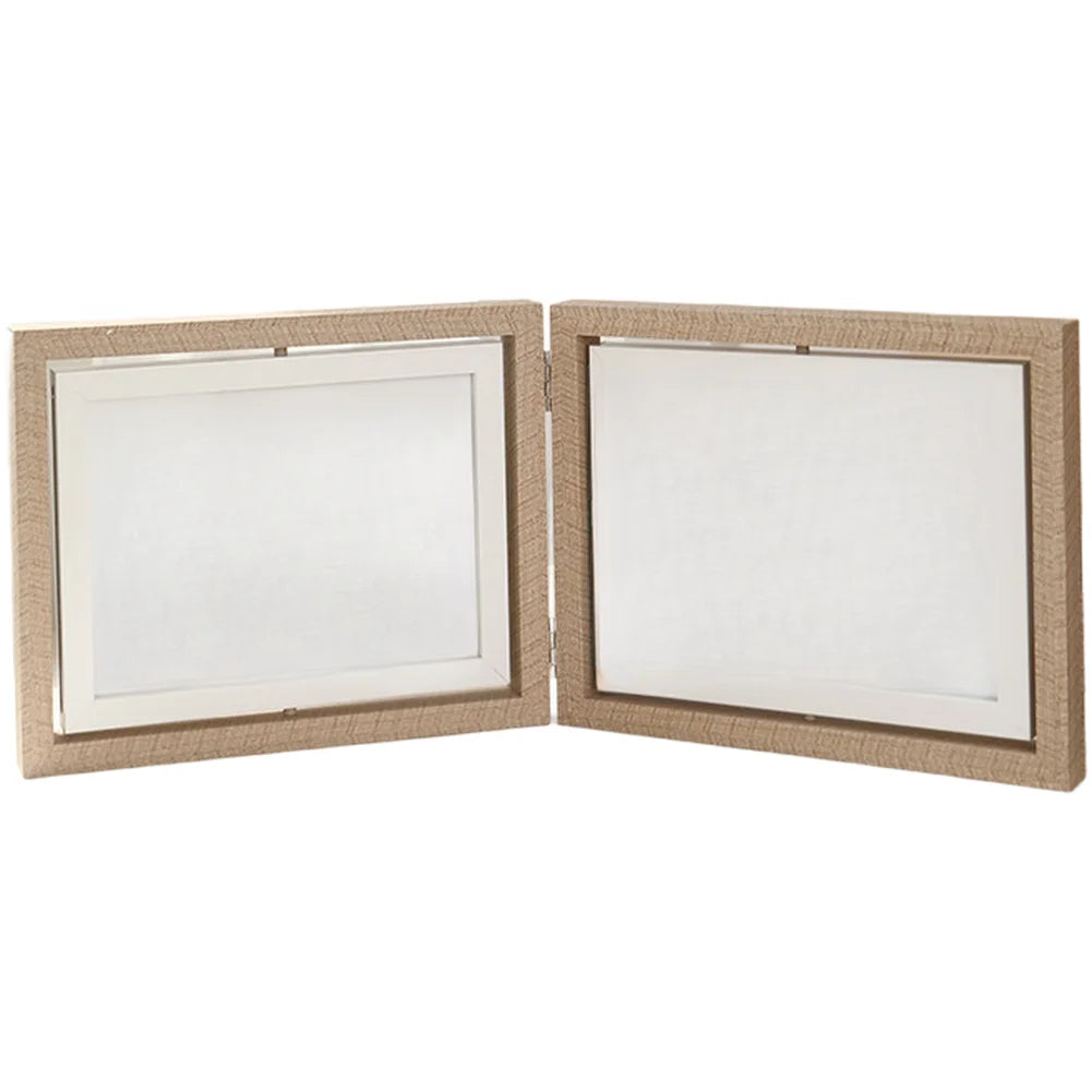 double cadre photo flottant rotation 360 bois texture moderne opaque transparentversible