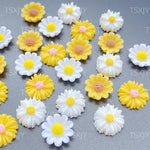 fleurs artificielles tournesol chrysanthème scrapbook nail art mariage decoration blanc jaune rose