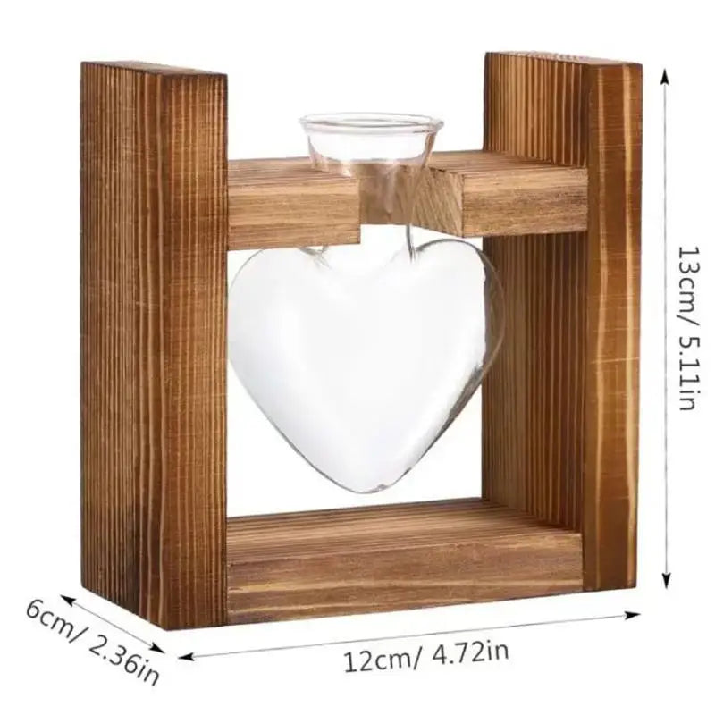 support plantes cadre bois marron verre transparent modernes vases coeurs plantes vertesintérieur décoration minimaliste