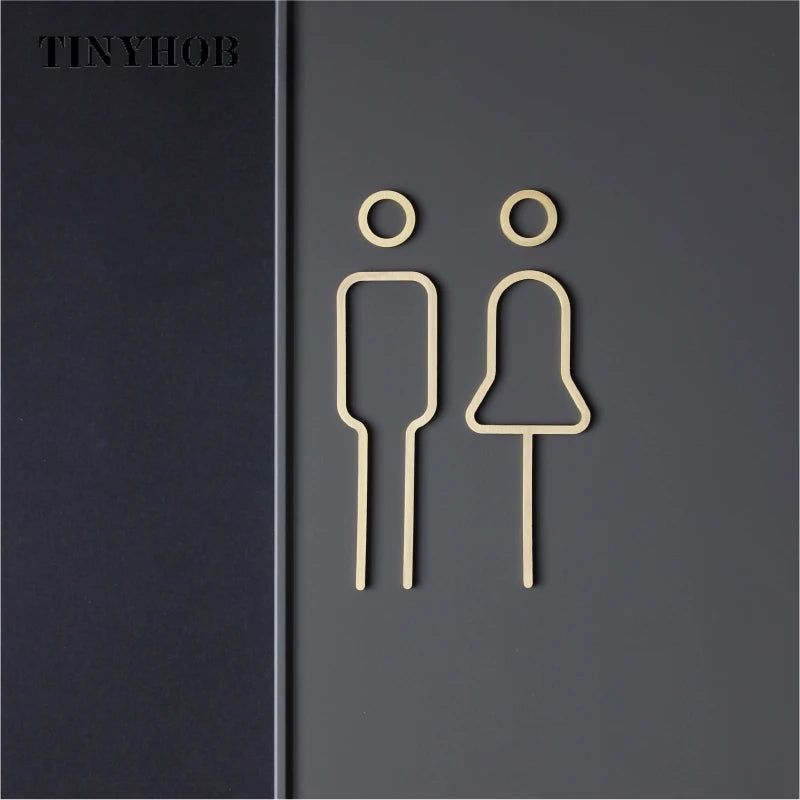 symboles toilettes or minimaliste maison decoration entrée wc handicapé decoration métal rond fixations invisible