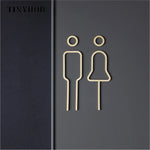 symboles toilettes or minimaliste maison decoration entrée wc handicapé decoration métal rond fixations invisible