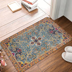 tapis ethnique traditionnel rouge bleu beige antidérapant intérieur extérieur doux porte sol cuisine