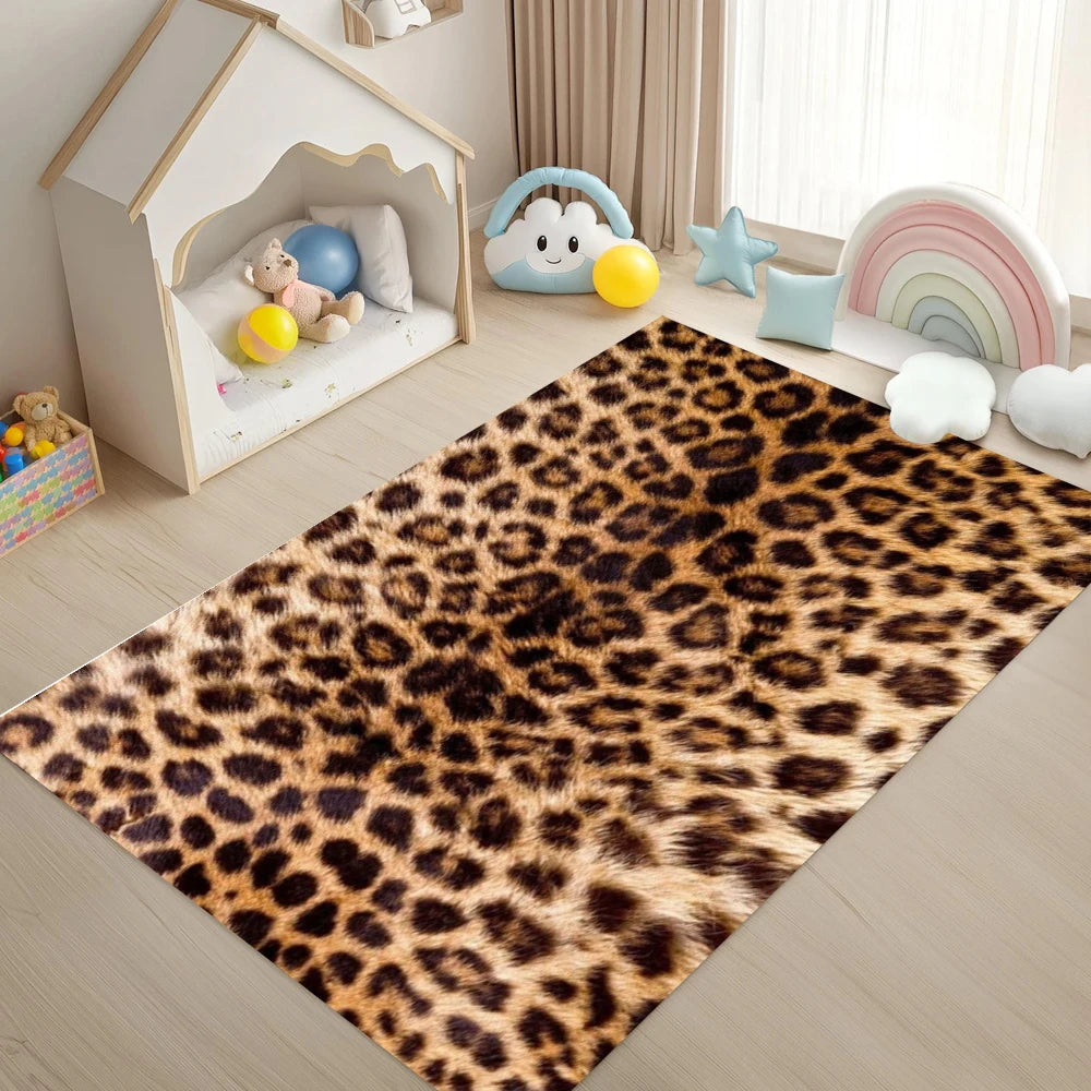 tapis imprimé léopard moderne anti dérapant polyester lavable extérieur décoration maison salon chambre prière