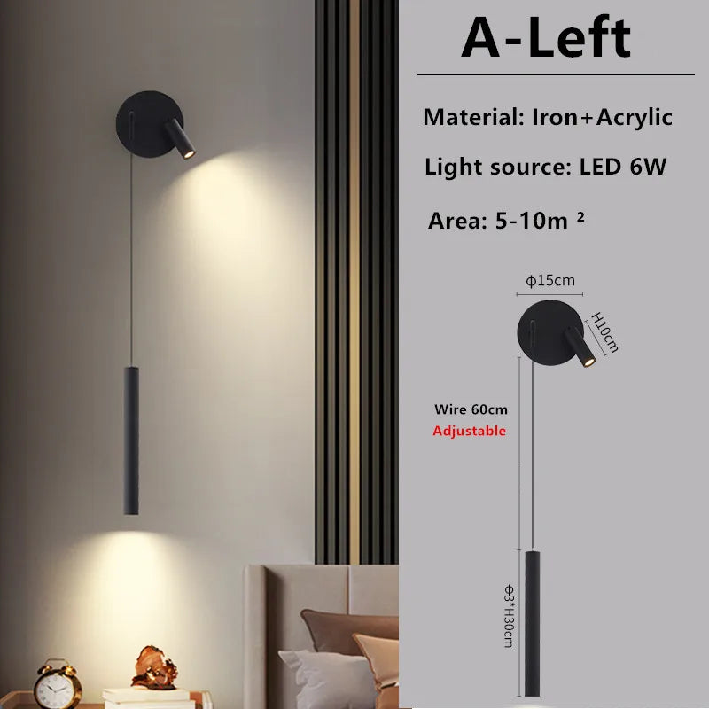 lampe murale moderne minimaliste noir éclairage quotidien fixée mur led chambre salon