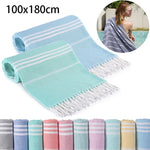 serviette plage coton rayée bleu clair rose vert moderne rapide absorption machine