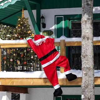 décoration noël père noël suspendu fenêtre balcon rouge blanc vert festive