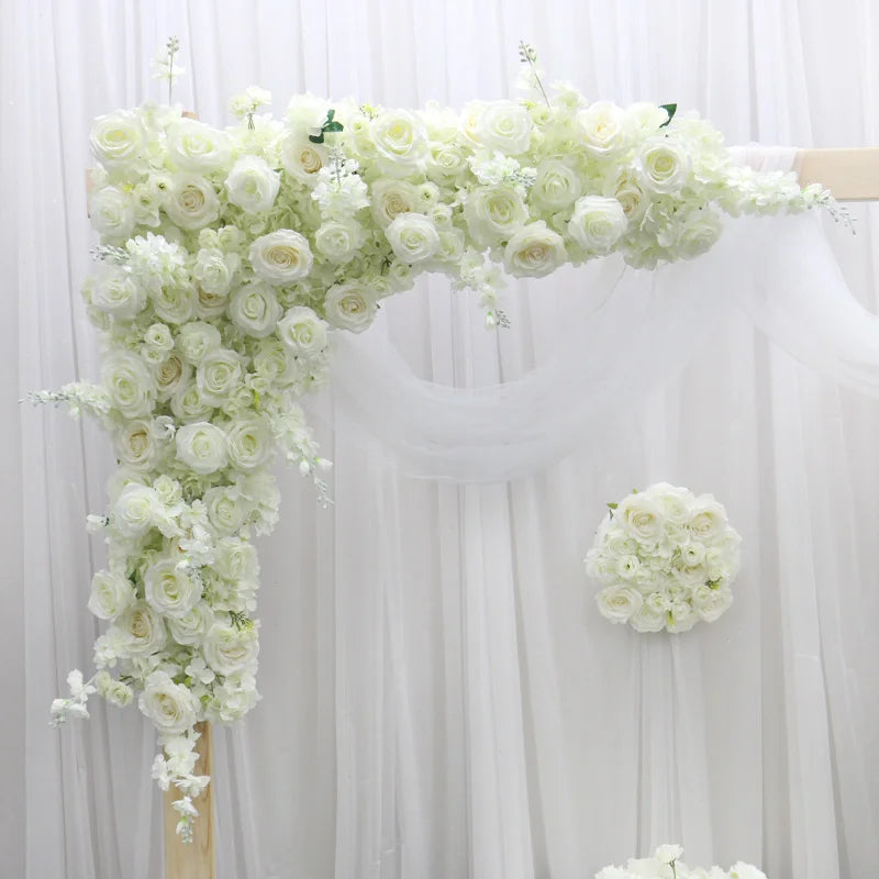 arche décorative fleurs roses blanches artificielles mariage décoration murale blanche fête anniversaire