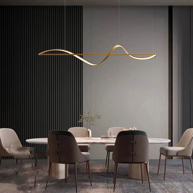 suspension lumineuse or ondulé contemporain câbles suspendus 120cm 140cm 160cm led dimmable