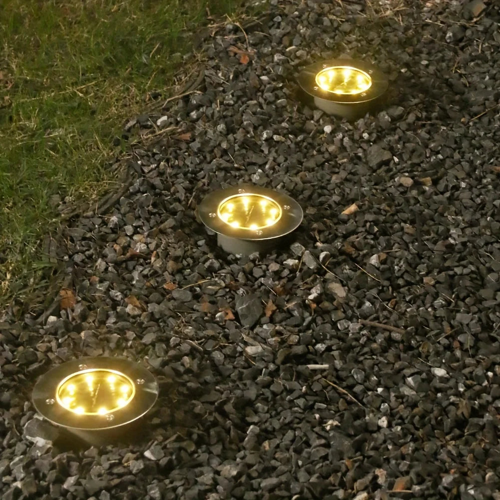 lampe solaire moderne led doré argenté extérieur jardin paysage pack ip65