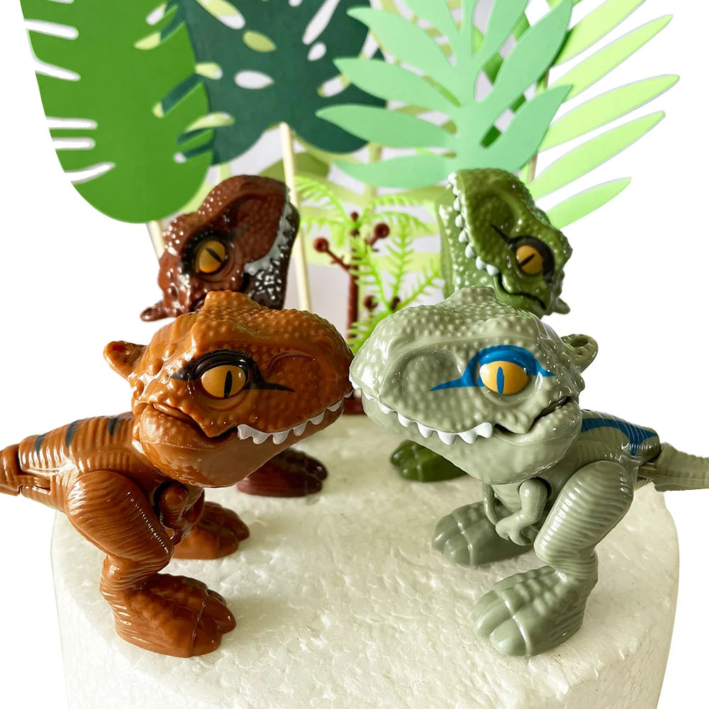 décoration anniversaire figurines dinosaures orange verte noire texturées jouet réaliste occasion fête anniversaire enfantsécole