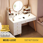 maquillage moderne tiroirs miroir plateau gris tiroirs blancs pieds bois naturel