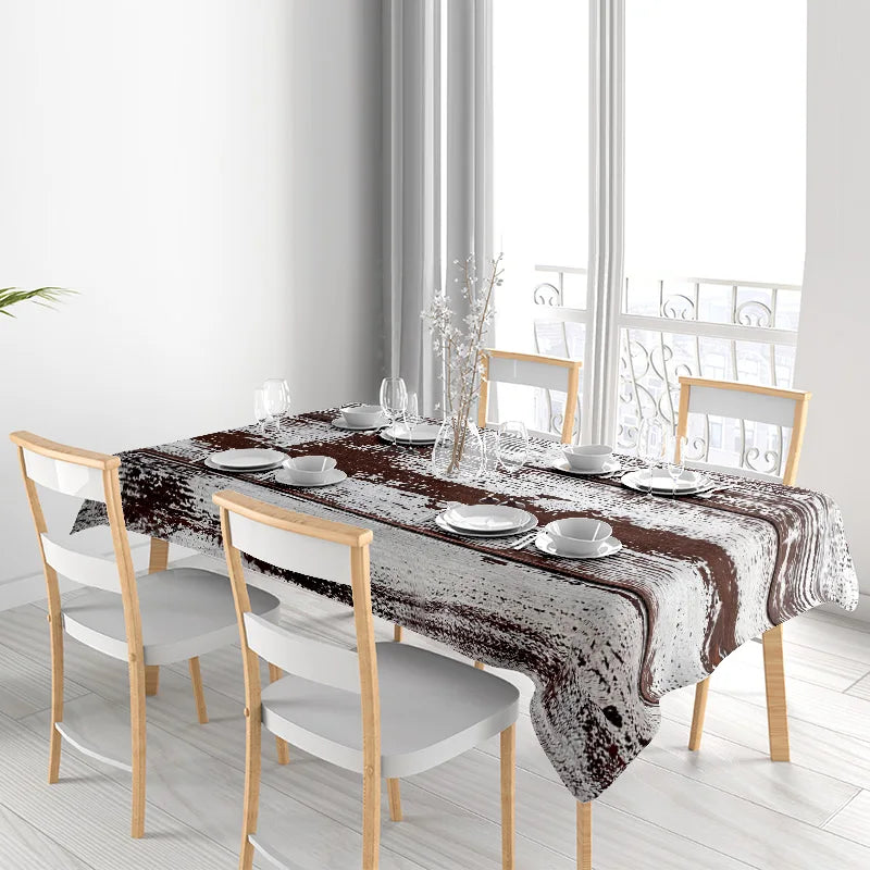nappe rustique imitation bois vieilli rectangle marron blanc gris extérieur intérieur mariage fête