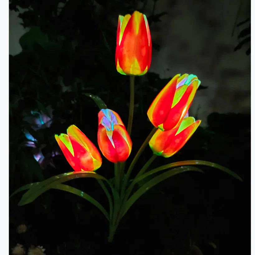 bouquet tulipes artificielles fleurs rouge rose jaune clips solaires extérieur moderne