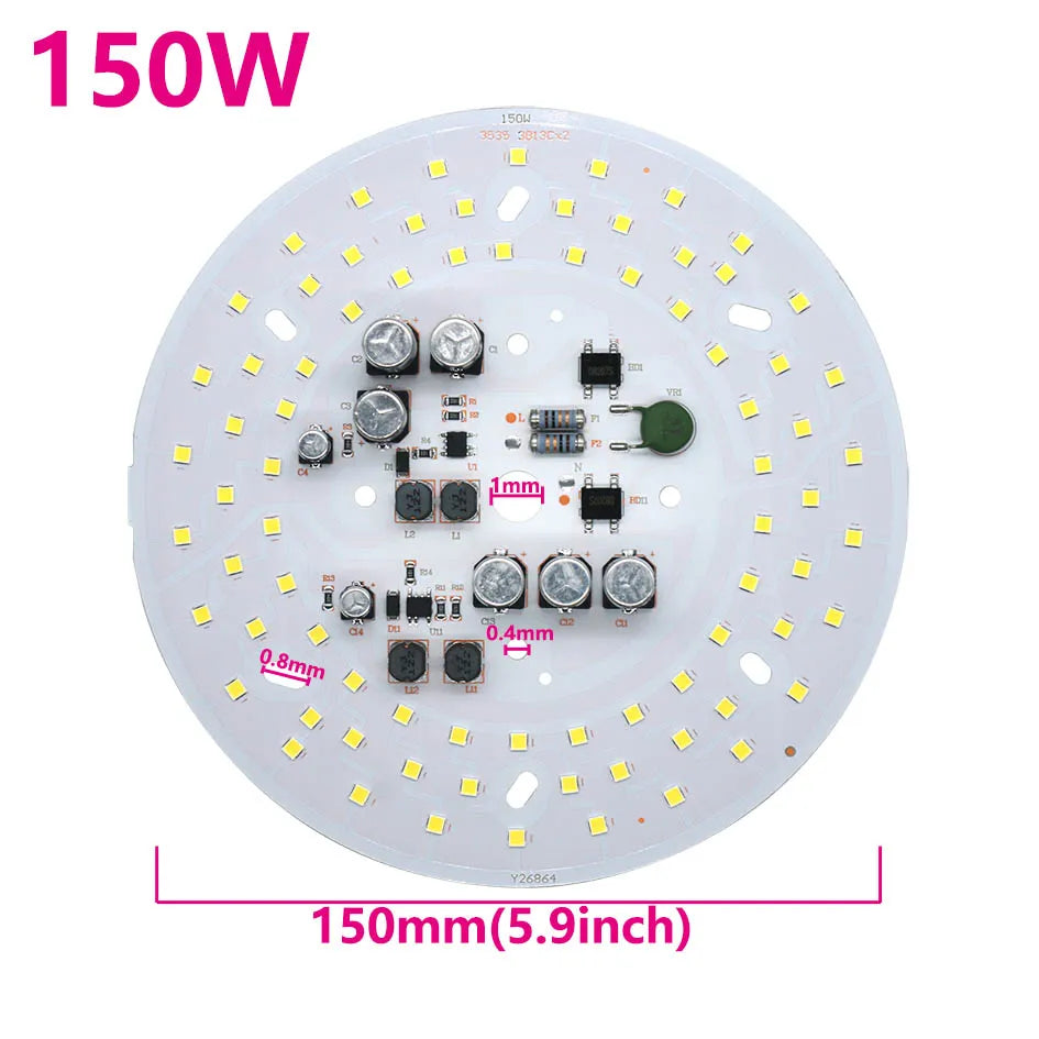 plaque led circulaire blanc matrice diodes smd 50w 80w 150w ac220v 240v