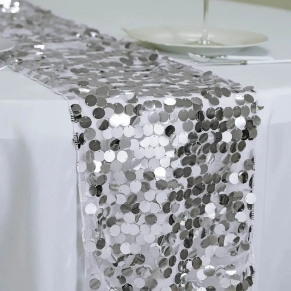ruban table argent violet blanc rose or circulaires brillants décoratif festif opacité 30x274cm