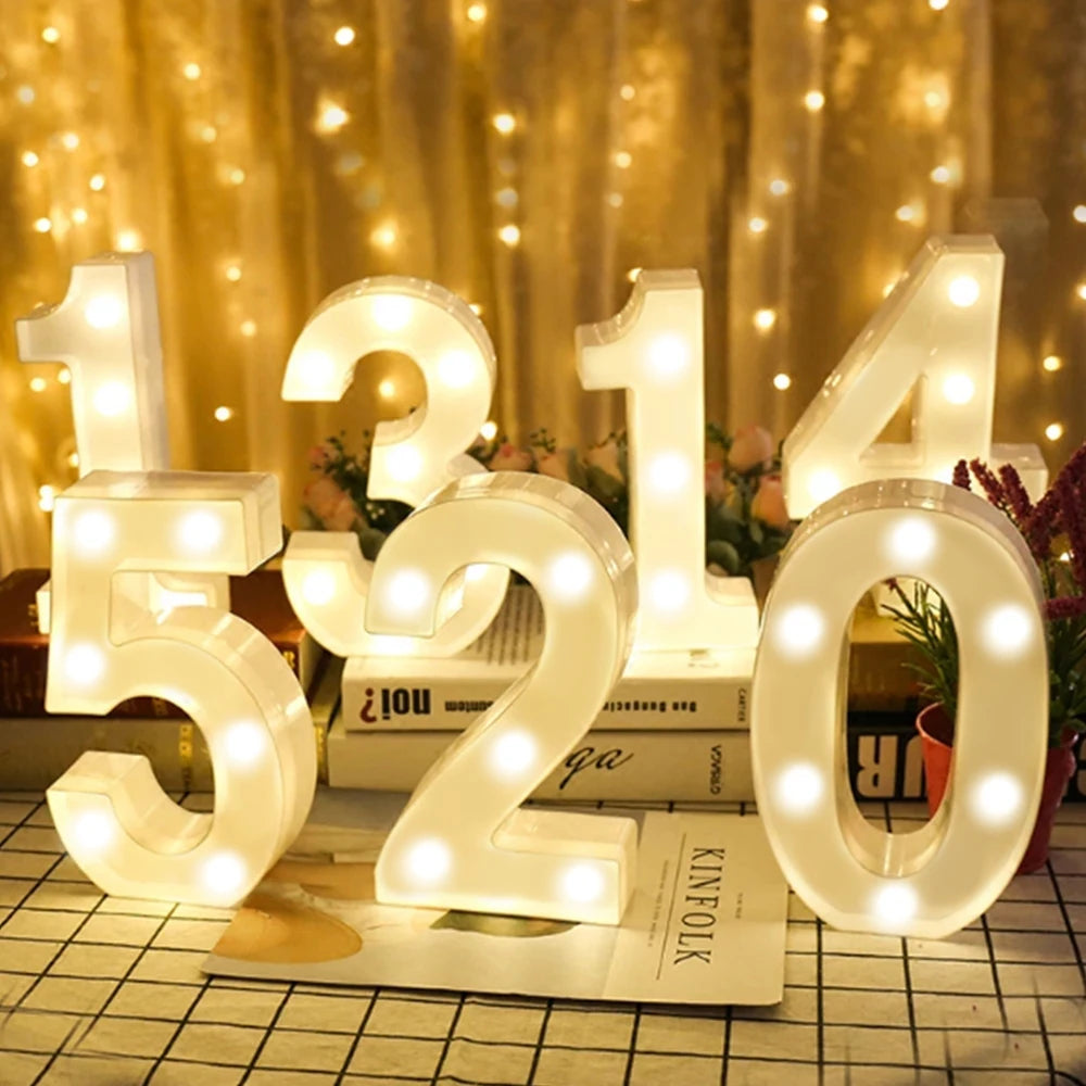 lettres lumineuses blanches vintage veilleuse deco brillante alphabet chiffres maison anniversaire noel mariage