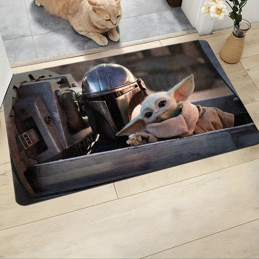 tapis gris personnalisé yoda véhicule antidérapant moderne entrée maison salon
