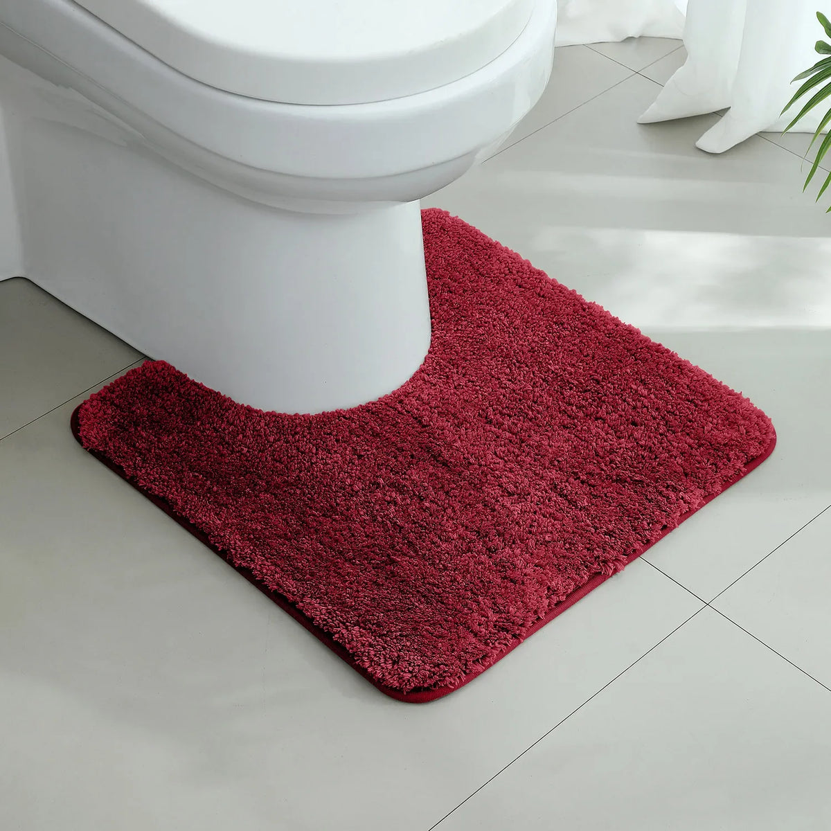 tapis bain moderne gris rose peluche épaisse antidérapant respectueux environnement 50x50cm
