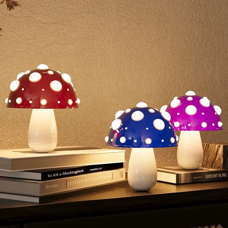 lampe poser champignon enfant rechargeable usb led rouge blanc vert violet bleu moderne chambre