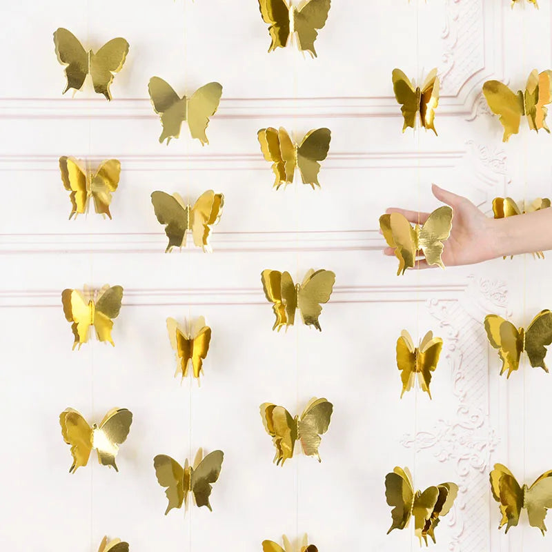 guirlande papillons 3d multicolore moderne adhésif mariage anniversaire décoration événement festive