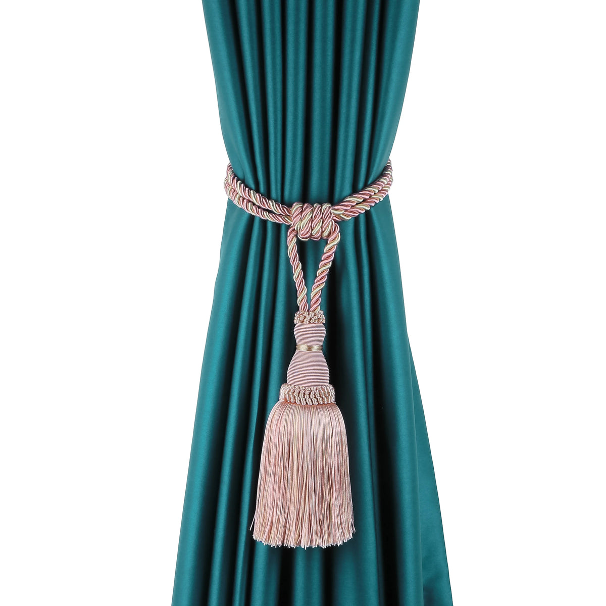 ruban rideau rayures franges bleu marine beige gris rouge vert classique pompons polyester