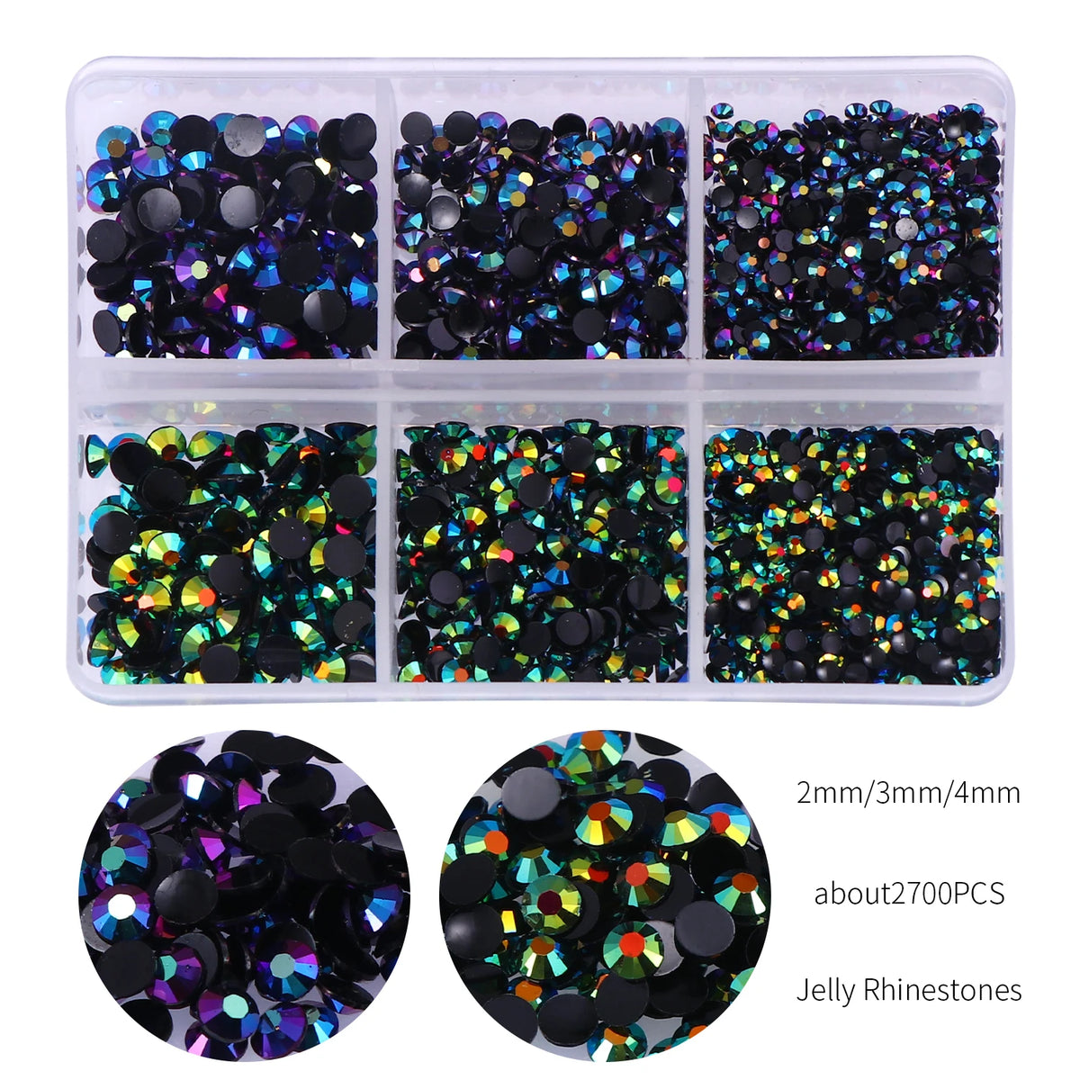 résine multicolores brillantes 4mm 3mm 2mm décoratives nail art bricolage 1000 pièces box