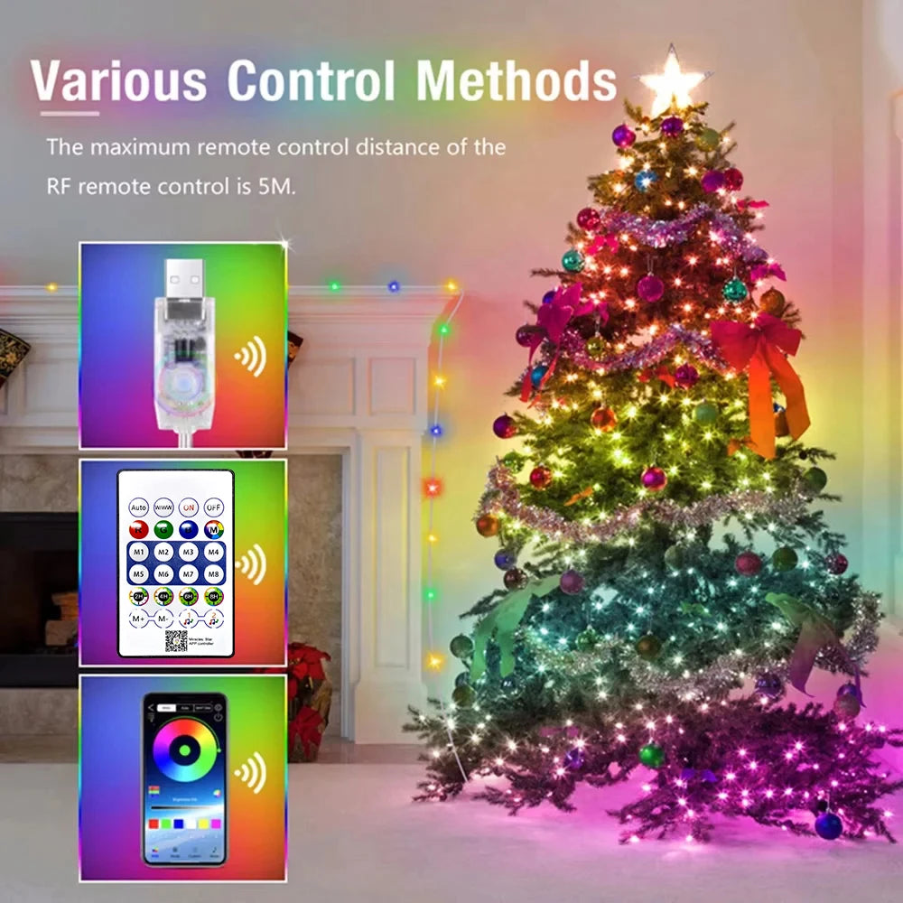 guirlande led multicolore bluetooth diy moderne décoration fête 10m 15m 20m 5m rgb ic