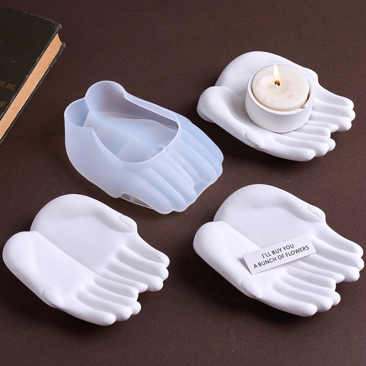 moule silicone main pied transparent deco minimaliste sculptural anneaux bougie encens